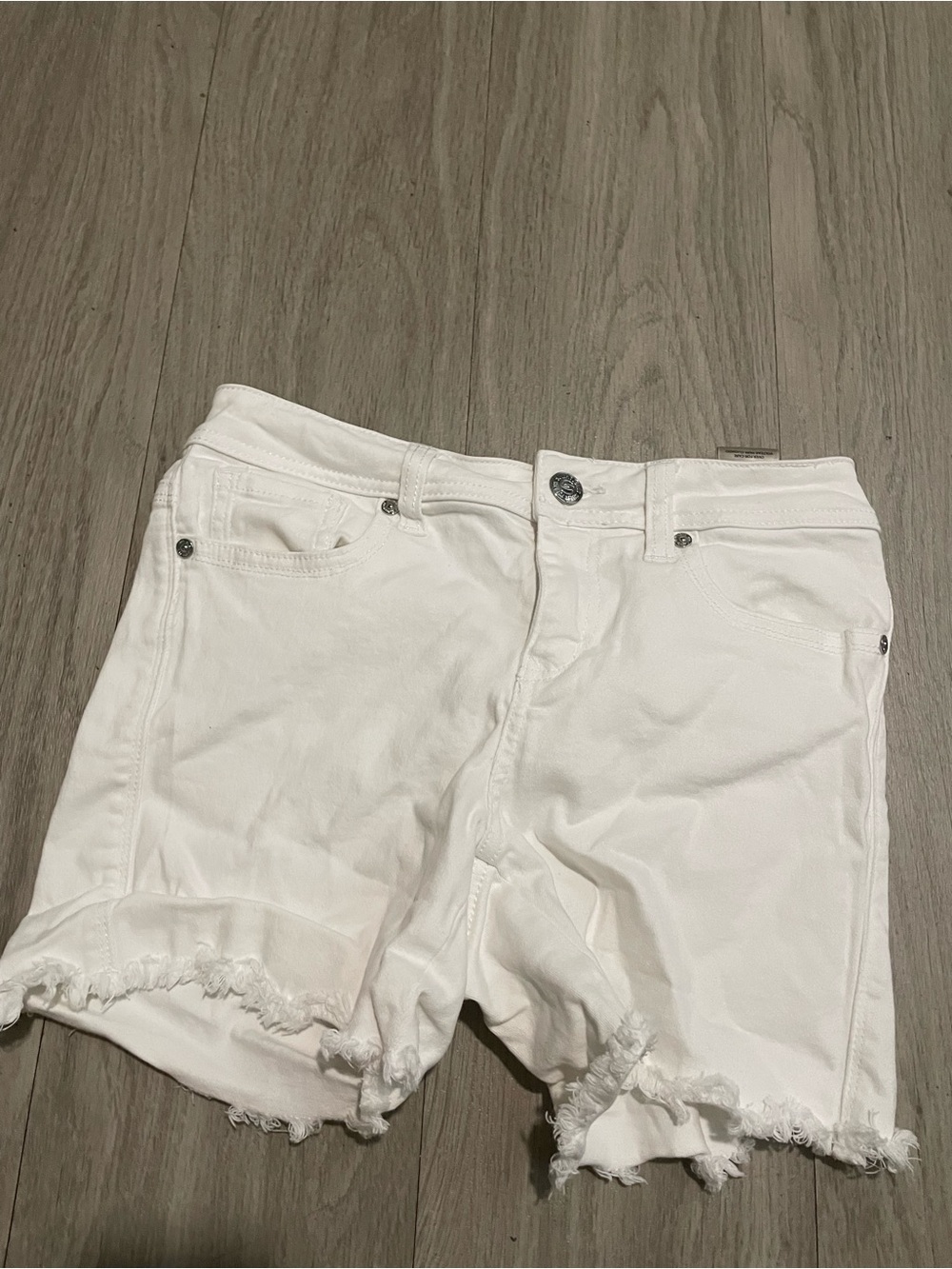 Seven7 White Frayed Hem Denim Shorts